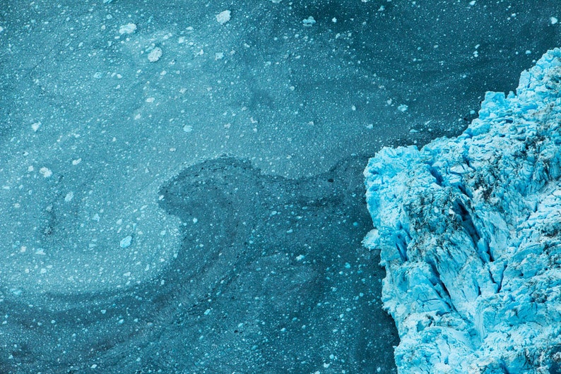 Alaskan Glacier Detail No. 2. An aerial abstract of an Alaska glacier meeting the ocean.