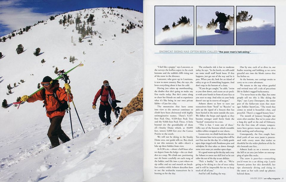 Cat skiing feature, photograph by Craig Wolfrom