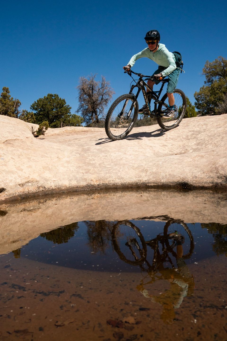 Desert Oasis. Only a few months a year do Moab trails have water features.