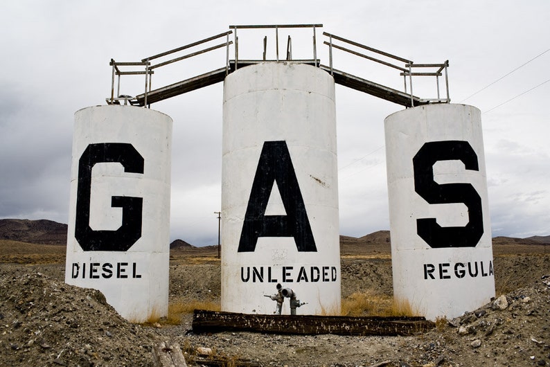 GAS. Color print of gas holding tanks in Nevada that have since been removed. Only one print remains in this edition of 10.