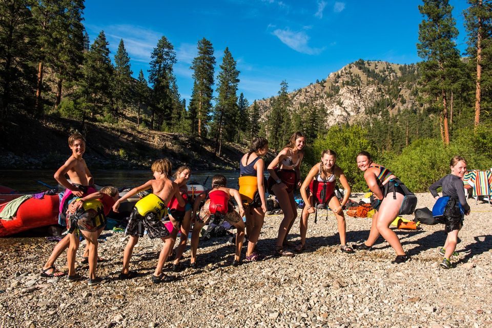 Kids Will Be Kids. Bottoms up! Raft diapers are all the rage on the Middle Fork.