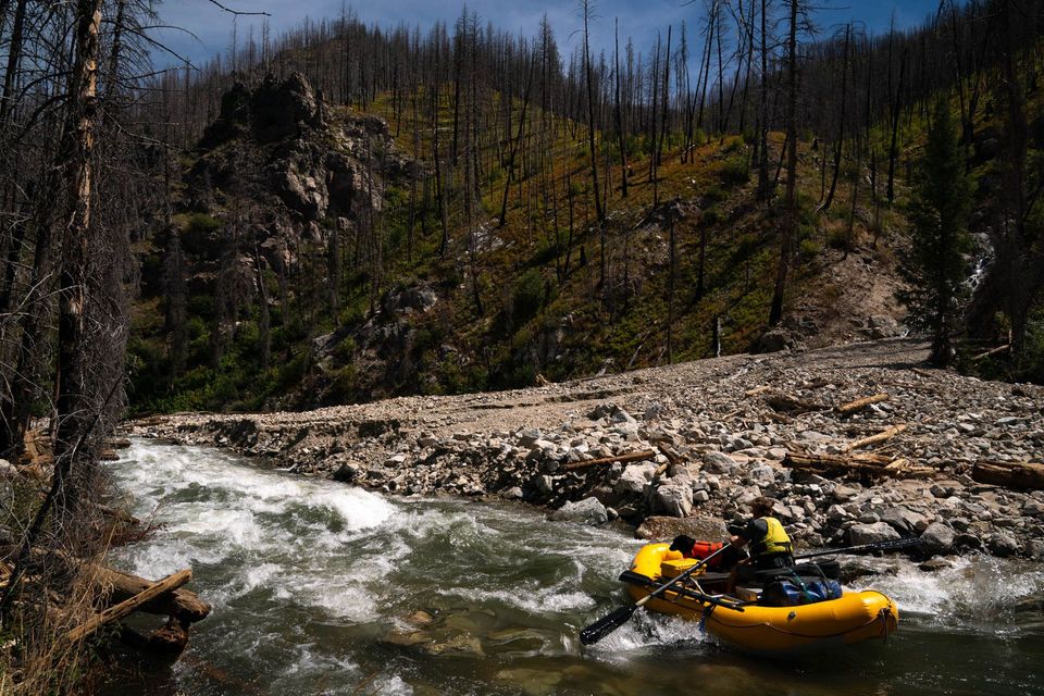 Middle Fork Blowout. Matt Leidecker is first to drop the new entry to Five Mile Rapid after landslides rerouted the upper Middle Fork.