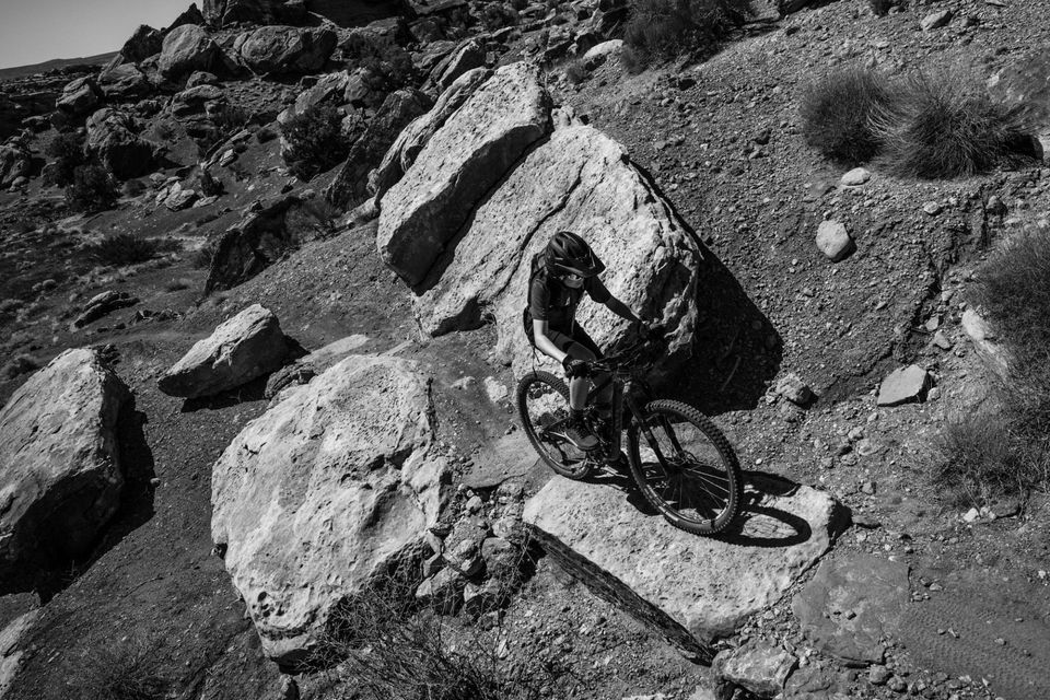 Technical Moab. Moab teaches riders plenty, especially how to ride on, around, and through boulders.